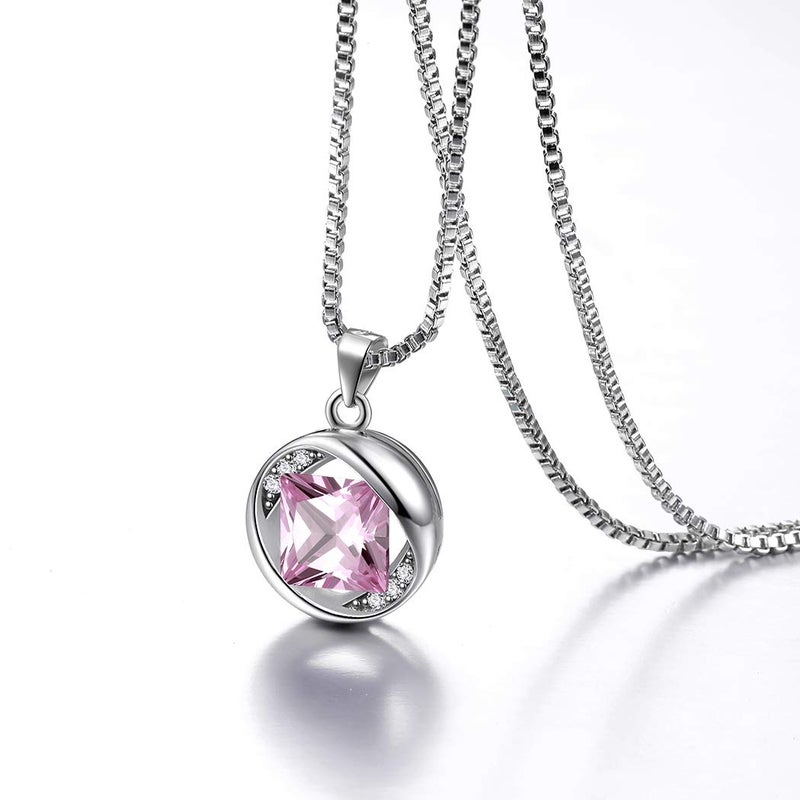 Aurora Tears October Birthstone Pendant Necklace Women 925 Sterling Silver Round Birthstones Created Tourmaline Pink Crystal Oct. Birth Stone Jewelry Birthday Gift DP0029O - Image 4